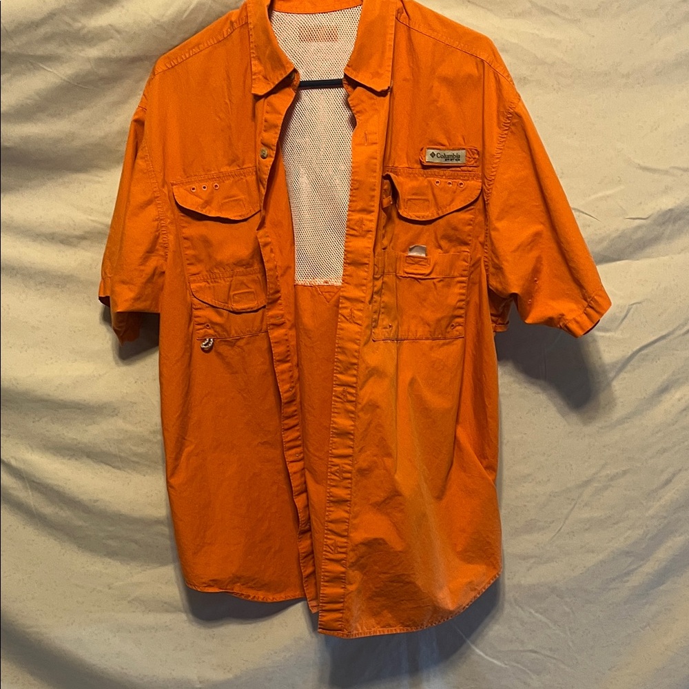 Columbia PFG Bright Orange Short Sleeve Shirt